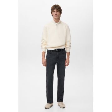 Bluza de trening cu fenta cu fermoar - Crem