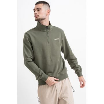 Bluza de trening cu fermoar scurt si logo Small Box - Kaki pal