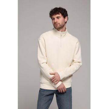Bluza de trening cu guler cu fermoar - Alb murdar