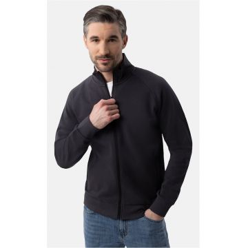 Bluza de trening din bumbac cu fermoar - cu buzunare - regular fit - cu guler inalt -  B-Guest - grafit - Gri grafit