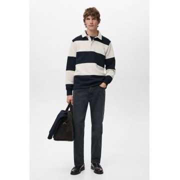 Bluza polo cu dungi - Albastru ultramarin/Crem