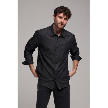 Camasa din denim cu nasturi - Negru stins