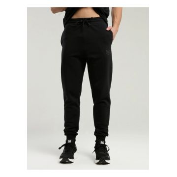 Pantaloni cu buzunare laterale si talie elastica - Negru - Negru