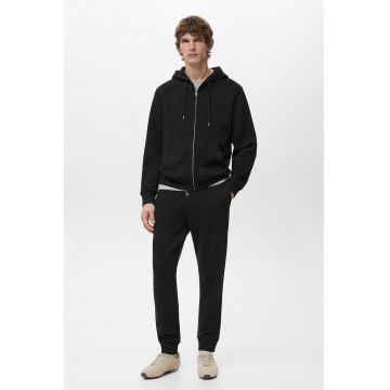 Pantaloni de trening cu croiala conica si talie medie - Negru