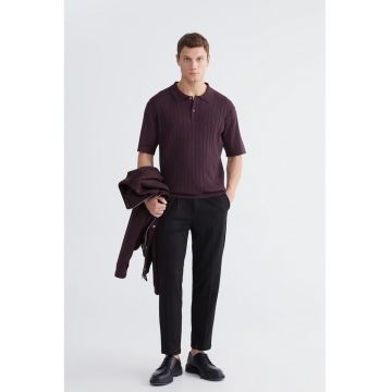 Pantaloni regular fit cu snur de ajustare - Negru