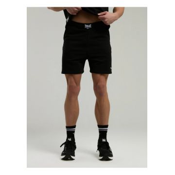 Pantaloni scurti cu buzunare laterale - talie elastica cu siret si logo discret - Negru