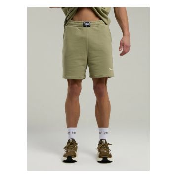 Pantaloni scurti cu buzunare laterale - talie elastica cu siret si logo discret - Verde deschis