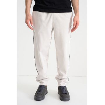 Pantaloni uni de trening cu talie elastica - Negru/Alb murdar