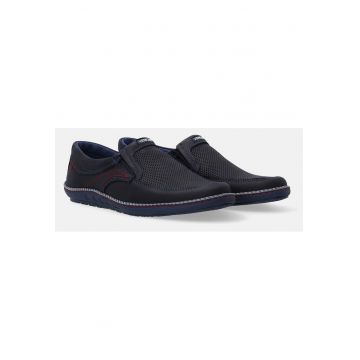 Pantofi casual slip-on din piele nabuc cu perforatii decorative