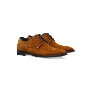 Pantofi cu profil jos din piele intoarsa cu snur elastic
