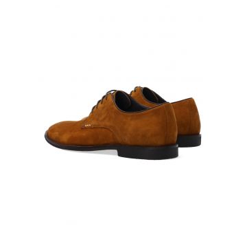 Pantofi cu profil jos din piele intoarsa cu snur elastic