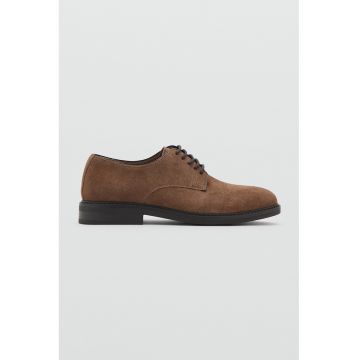Pantofi din piele cu sireturi - Caramel
