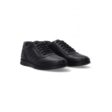 Pantofi sport din piele cu profil jos sin model uni