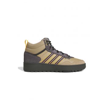 Pantofi sport mid-cut cu insertii de piele intoarsa Hoops 4.0 - Gri/Bej deschis