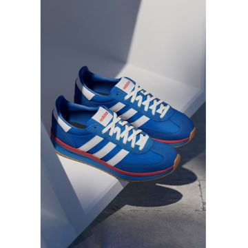 Pantofi sport Run 70s cu insertii din piele intoarsa - Albastru royal/Alb optic