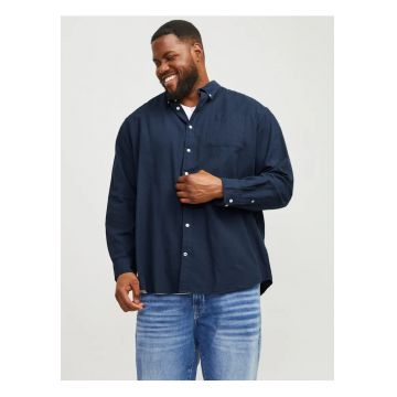 Plus Camasa casual barbati big sizes - din bumbac organic - Bleumarin inchis