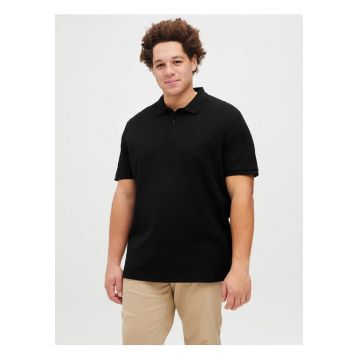 Plus Tricou polo barbati big sizes - cu logo - Regular fit - Negru