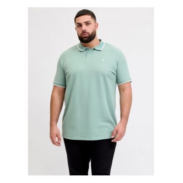 Plus Tricou polo barbati big sizes - cu logo - Regular fit - Verde deschis