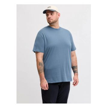 Plus Tricou simplu barbati big sizes - Bradley - decolteu la baza gatului - Albastru