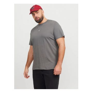 Plus Tricou simplu barbati big sizes - Bradley - decolteu la baza gatului - Gri