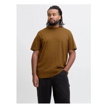 Plus Tricou simplu barbati big sizes - Bradley - decolteu la baza gatului - Maro