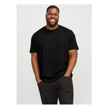 Plus Tricou simplu barbati big sizes - Bradley - decolteu la baza gatului - Negru