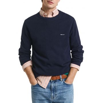 Pulover  bumbac pique bleumarin - Bleumarin