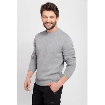 Pulover clasic din bumbac - decolteu la baza gatului -  S-Todd - Gri melange - Gri melange