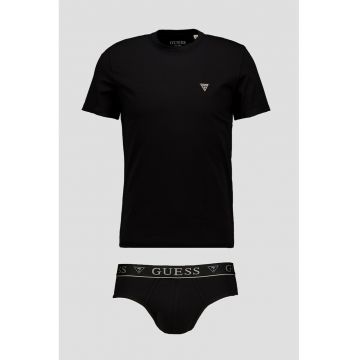 Set de tricou si chiloti cu logo - 2 Piese - Negru