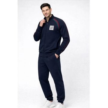 Trening barbati -  LA2038 - set bluza cu fermoar si pantaloni - regular fit - Albastru