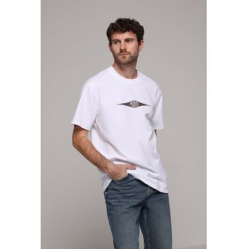 Tricou cu imprimeu text - Kaki/Alb optic