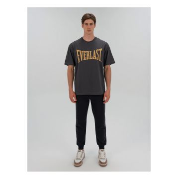 Tricou cu logo supradimensionat contrastant - Gri