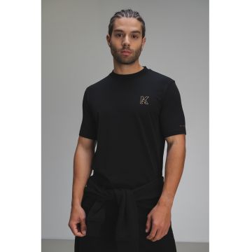 Tricou din amestec de bumbac cu logo discret - Negru