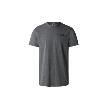Tricou din bumbac cu detaliu logo pe piept Simple Dome - Gri inchis