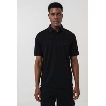 Tricou polo cu logo contrastant - Negru