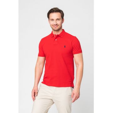 Tricou polo slim fit din pique Core - Rosu