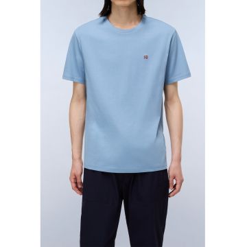 Tricou regular-fit de bumbac Salis - Rosu inchis/Albastru deschis