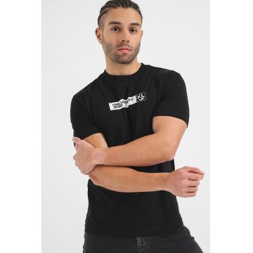Tricou slim fit cu logo - Negru/Alb optic