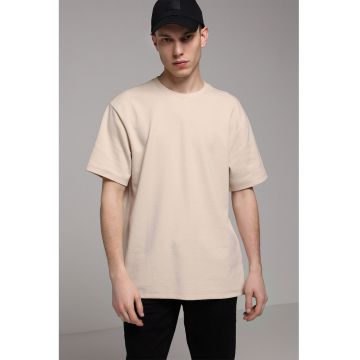 Tricou uni cu maneci cazute - Bej deschis