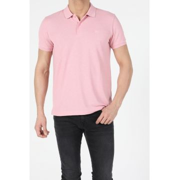 Tricou polo regular fit cu logo brodat discret