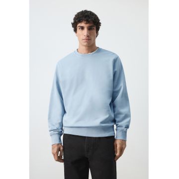 Bluza de trening din bumbac cu maneci cazute - Albastru pastel