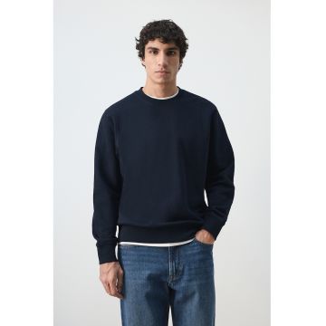 Bluza de trening din bumbac cu maneci cazute - Bleumarin