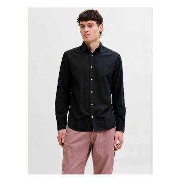 Camasa cu maneca lunga barbati - din amestec de in - Regular fit - Negru