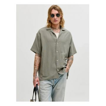 Camasa cu maneca scurta barbati - din bumbac - Regular fit - Olive - Verde masliniu