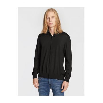 Cardigan barbati -  lana virgina - fermoar - negru