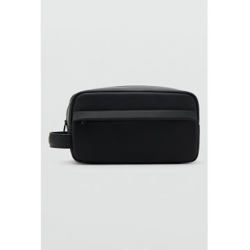 Etui cu buzunar exterior pentru cosmetice - Negru