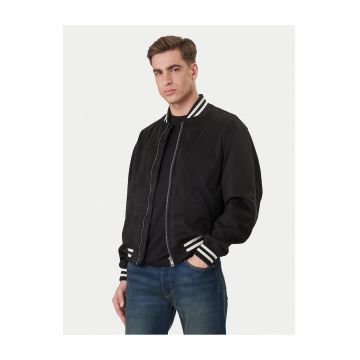 Geaca bomber barbati -  neagra - poliester - fermoar -