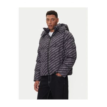 Geaca de iarna barbati -  neagra - poliester reciclat - cu fermoar