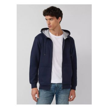 Hanorac barbati cu gluga din molton - Regular fit - Bleumarin inchis