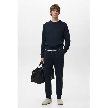 Pantaloni de trening cu croiala conica si talie medie - Bleumarin